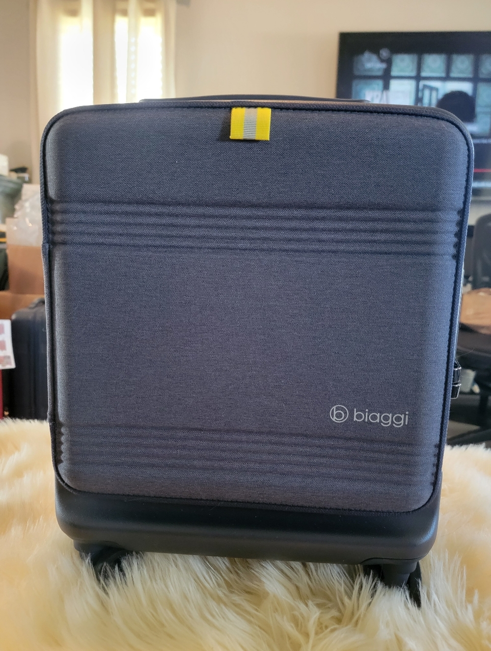 Biaggi Runway Expandable Underseat Carry-On Luggage 16" TSA Lock Navy Blue